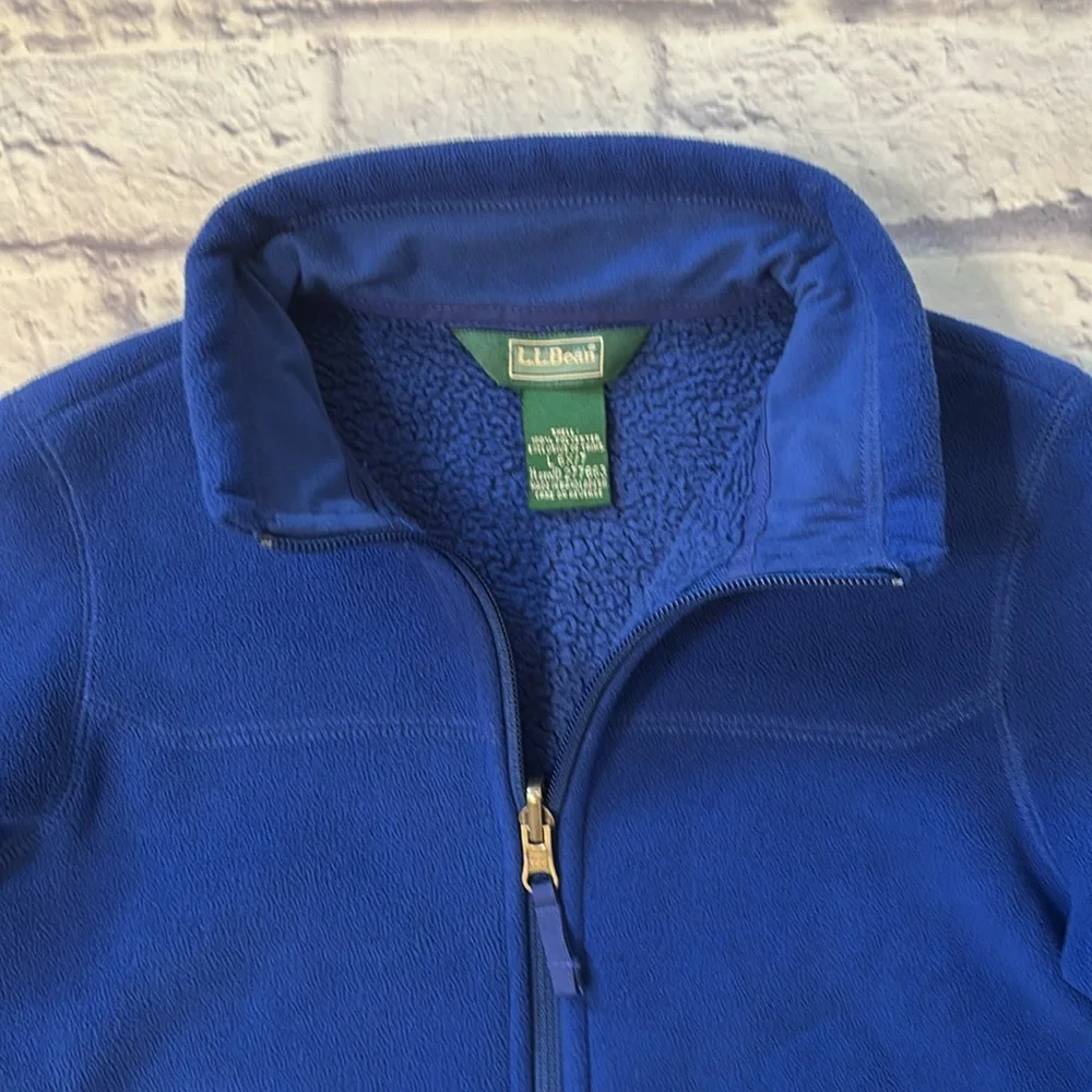 LL Bean Kids 6X/7 Blue Fleece Zip Up Front Lightweight Jacket